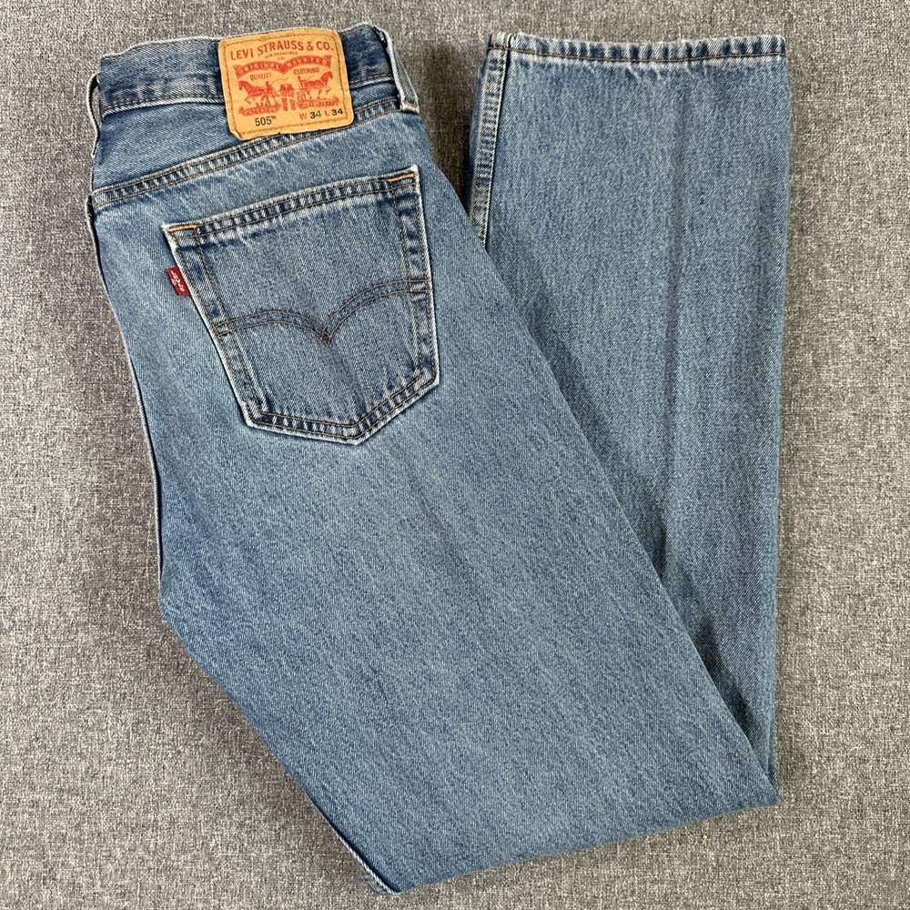 Levi's 505 Vintage Regular Fit Jeans Mens 34x34 Blue Denim Straight Leg Classic